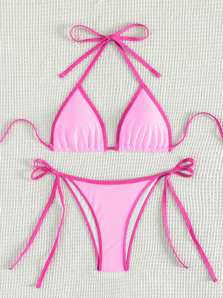 Damen Triangel-Bikini mit verstellbaren Bindebändern und glamourösen Akzenten Drune
