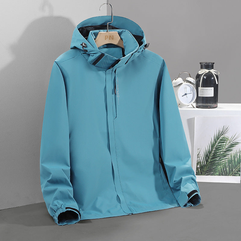 Herren Leichte wasserabweisende Softshell‑Außenjacke mit verstellbarer Kapuze und Sturmleiste Drune