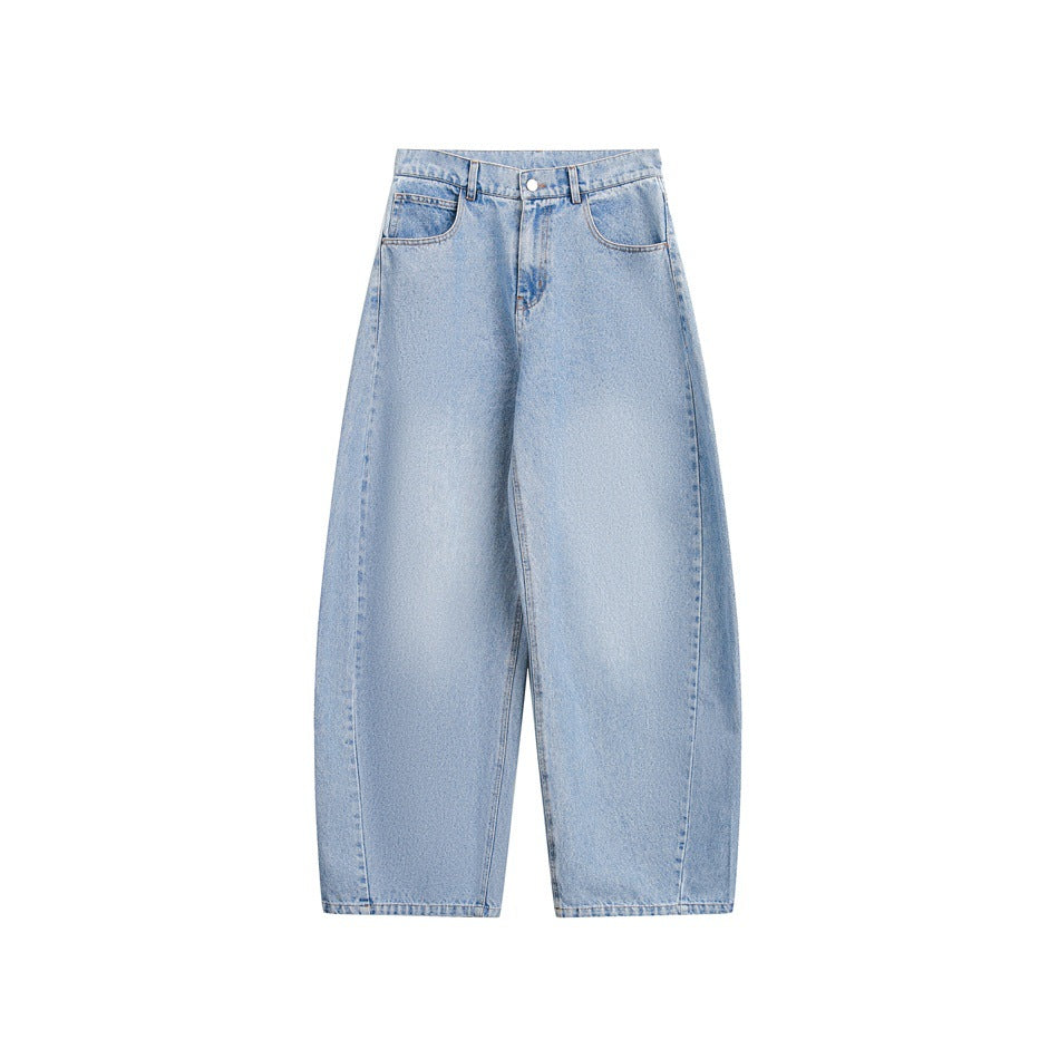 Damen Weite Cropped-Denim Culotte mit hoher Taille und Karottenform Drune