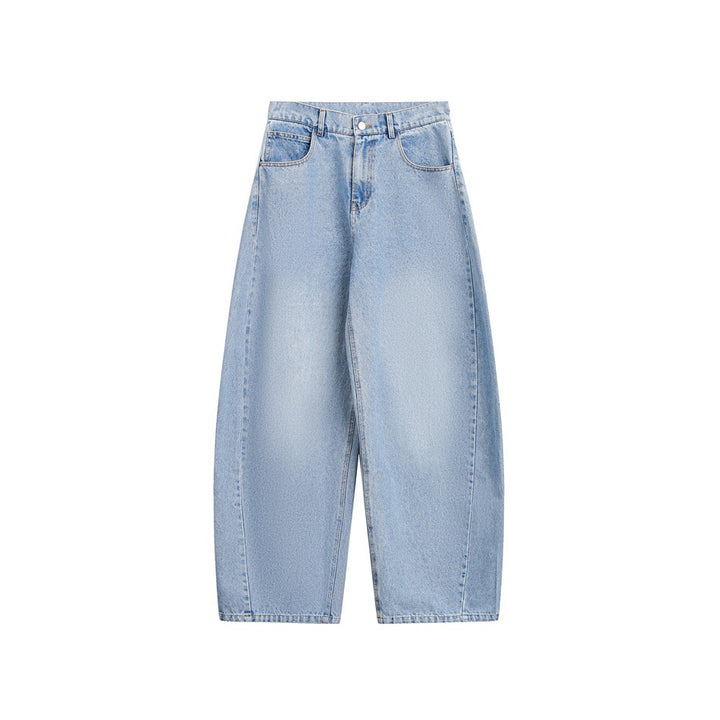 Damen Weite Cropped-Denim Culotte mit hoher Taille und Karottenform Drune