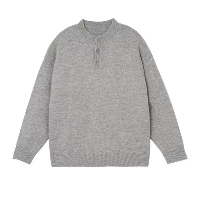 Herren Bequemer Grobstrickpullover mit Knopfleiste Drune