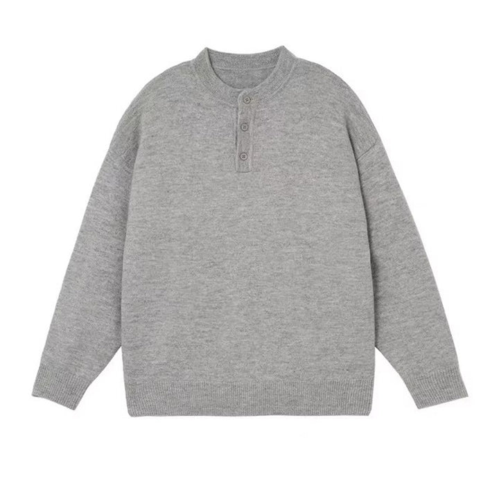 Herren Bequemer Grobstrickpullover mit Knopfleiste Drune