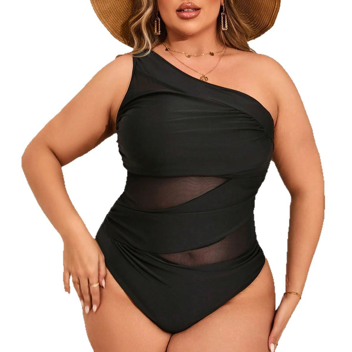 Damen Einteiler mit asymmetrischem Schnitt und transparentem Mesh-Detail Drune