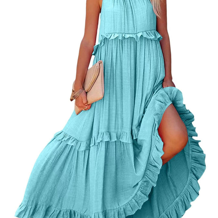 Damen Maxikleid mit Rüschendetails und luftiger Silhouette Drune