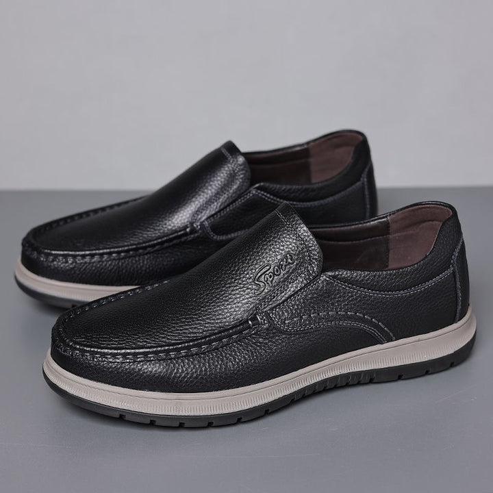 Herren Klassische Lederoptik Slipper im Mokassin-Stil mit gepolsterter Komfortsohle Drune