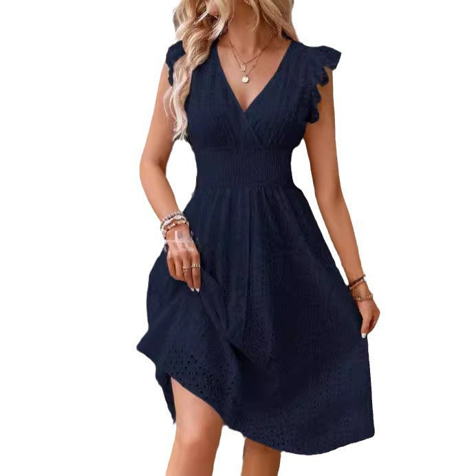 Damen Sommerkleid mit eleganten Spitzenärmeln Drune