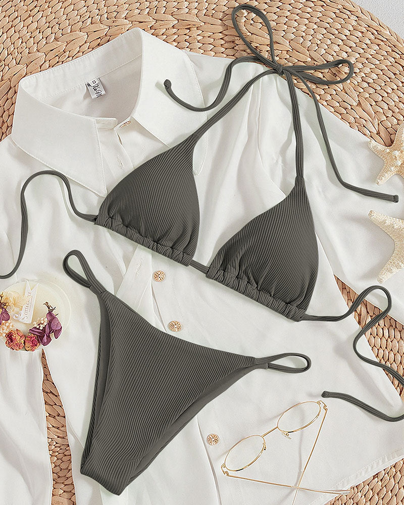 Damen Triangel-Bikini mit feiner Rippstruktur Drune