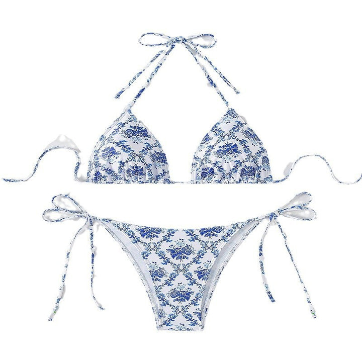 Damen Triangel-Bikini mit raffiniertem Blütenmuster Drune