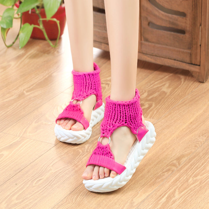 Damen nan handgewebte geflochtene Plateau-Sandalen mit ergonomischer Polstersohle Drune