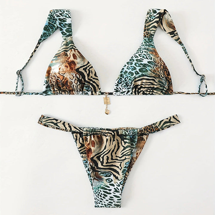 Damen Triangel-Bikini mit einzigartigem Animal-Print und eleganten Bändchen Drune