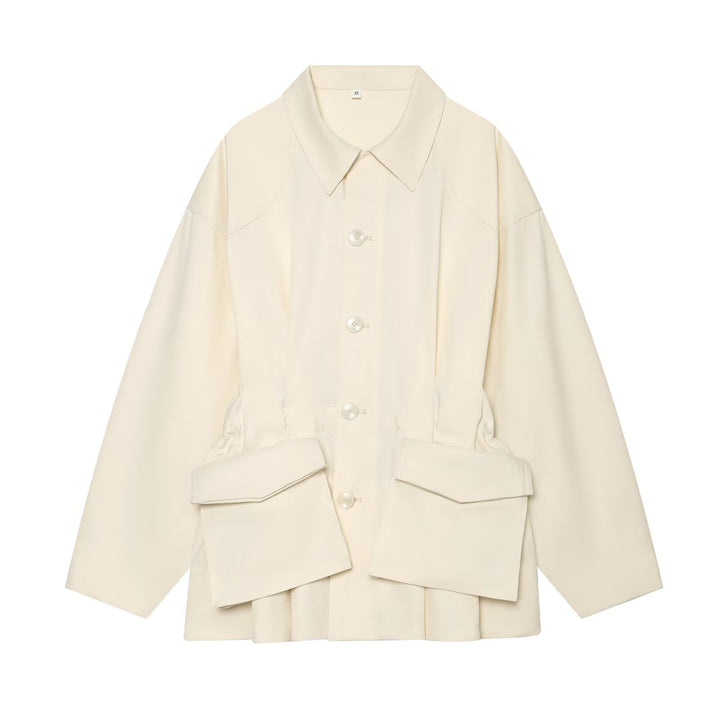 Damen Oversize-Utility-Jacke mit großen Klappentaschen und Tunnelzug Drune