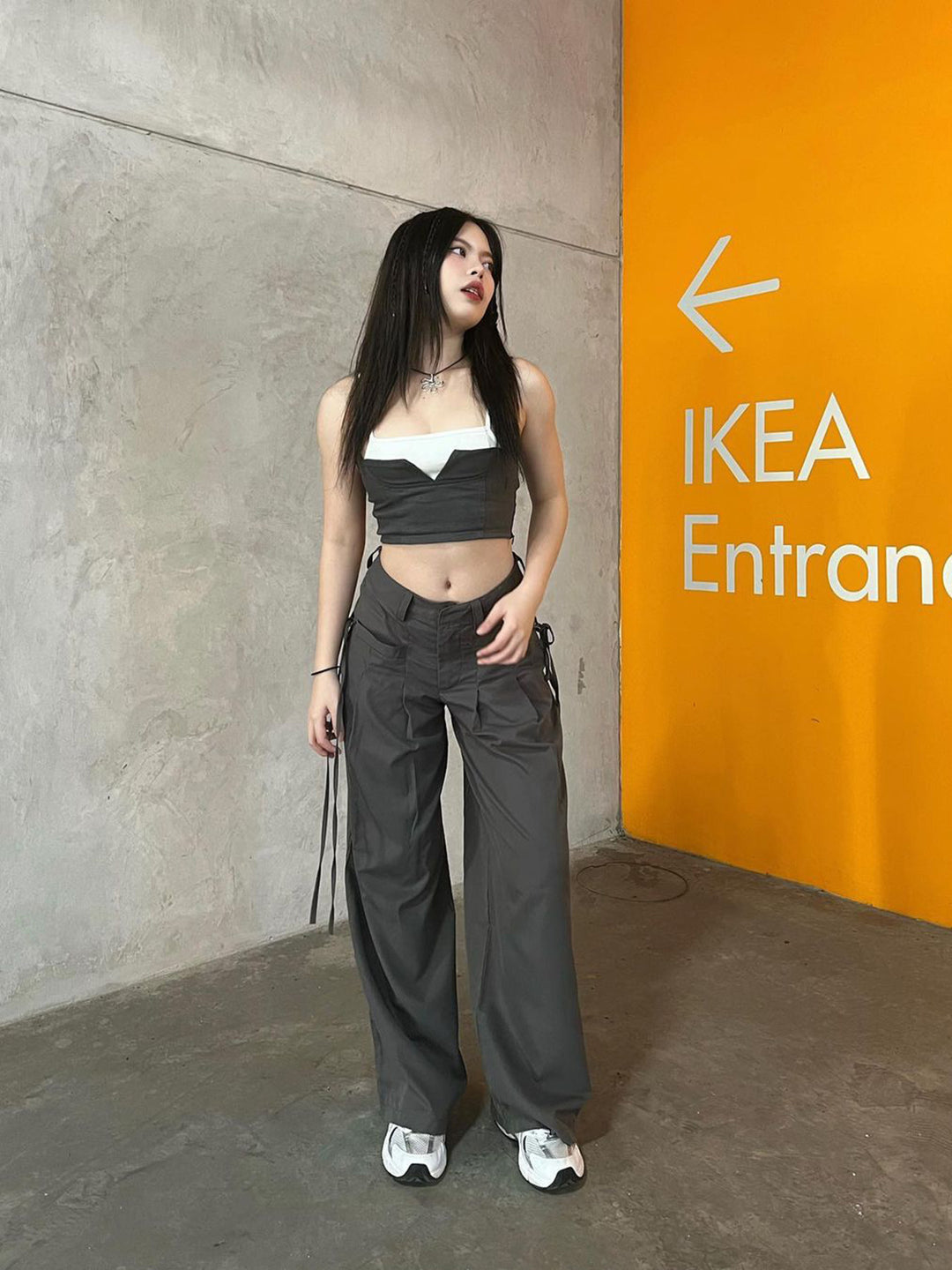 Damen Cargo-Hose mit Stylishen Seitentaschen und Verstellbaren Kordelzügen Drune