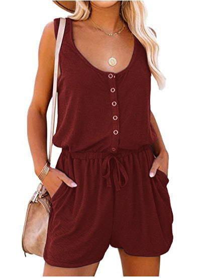 Damen Praktischer Jumpsuit mit Knopfdetails und verstellbarem Bund Drune