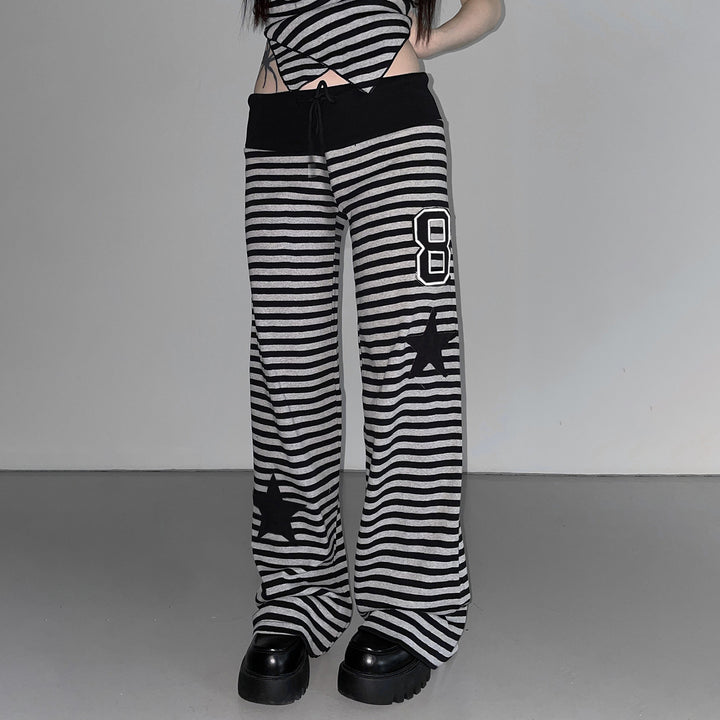 Damen Freizeithose mit gestreiftem Muster und praktischen Seitentaschen Drune