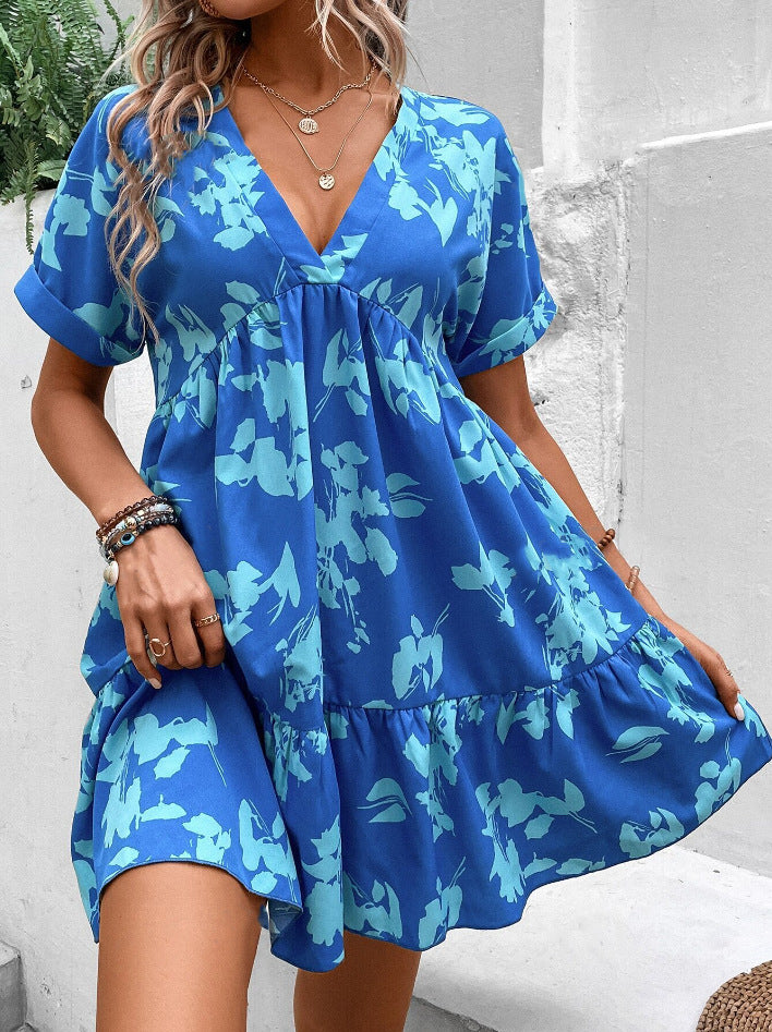 Damen lässiges Blusenkleid mit fließendem Schnitt und floralem Design Drune