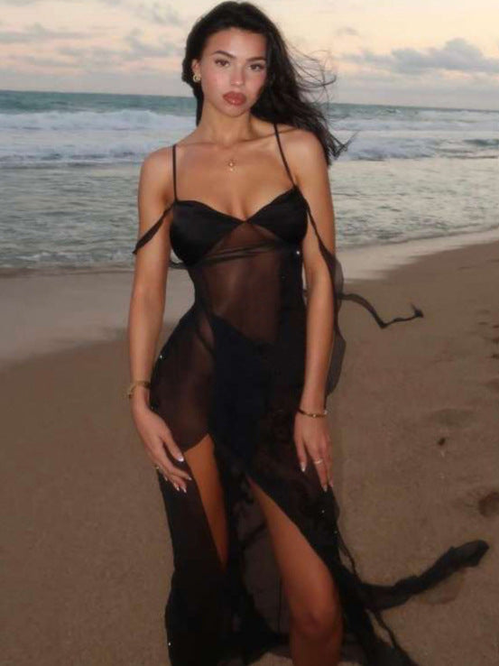 Damen Transparentes Strandkleid mit raffinierten Cut-Out-Details Drune