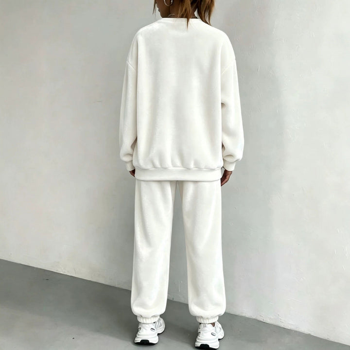 Damen Kuscheliges Velours-Lounge-Set mit Oversize-Sweatshirt und Joggerhose Drune