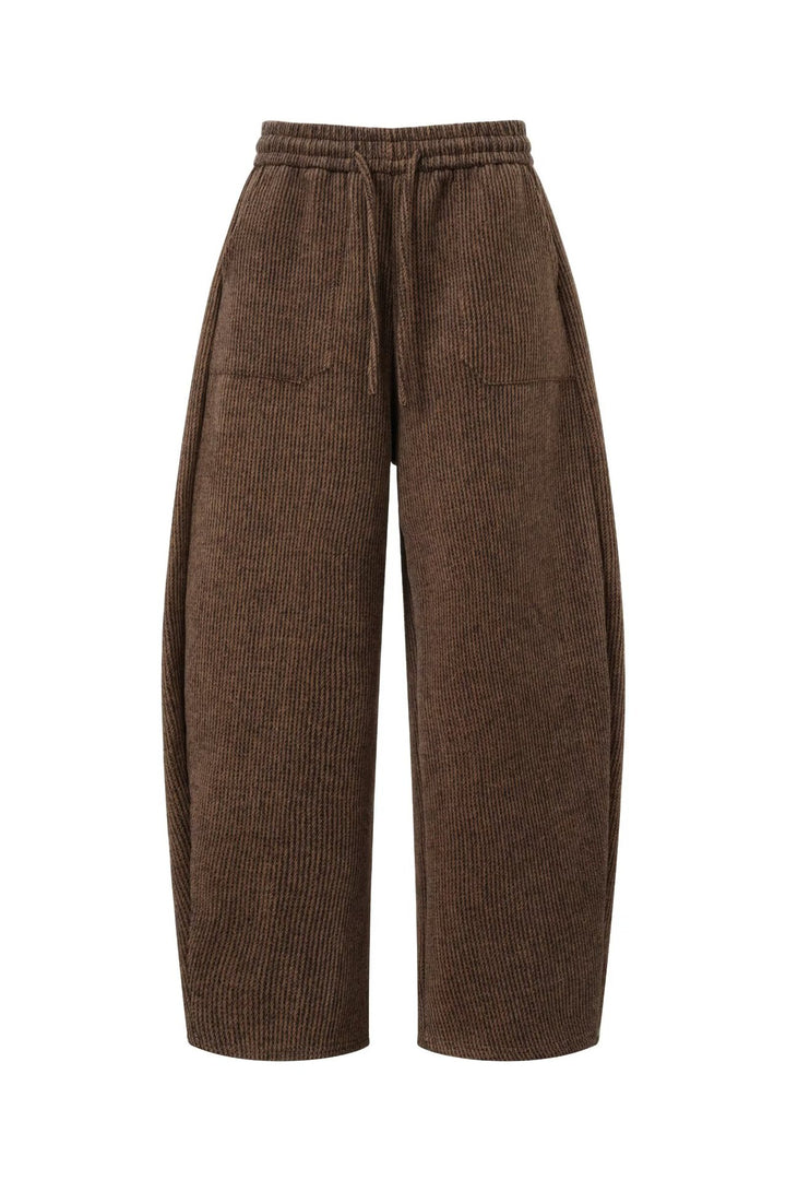Damen Weitgeschnittene Cord-Hose mit elastischem Bund Drune