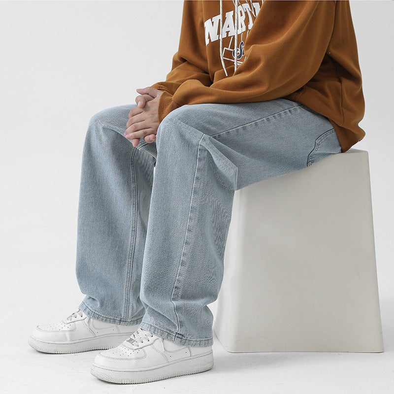 Herren Bequeme und lässige Denim-Hose mit weitem Bein Drune