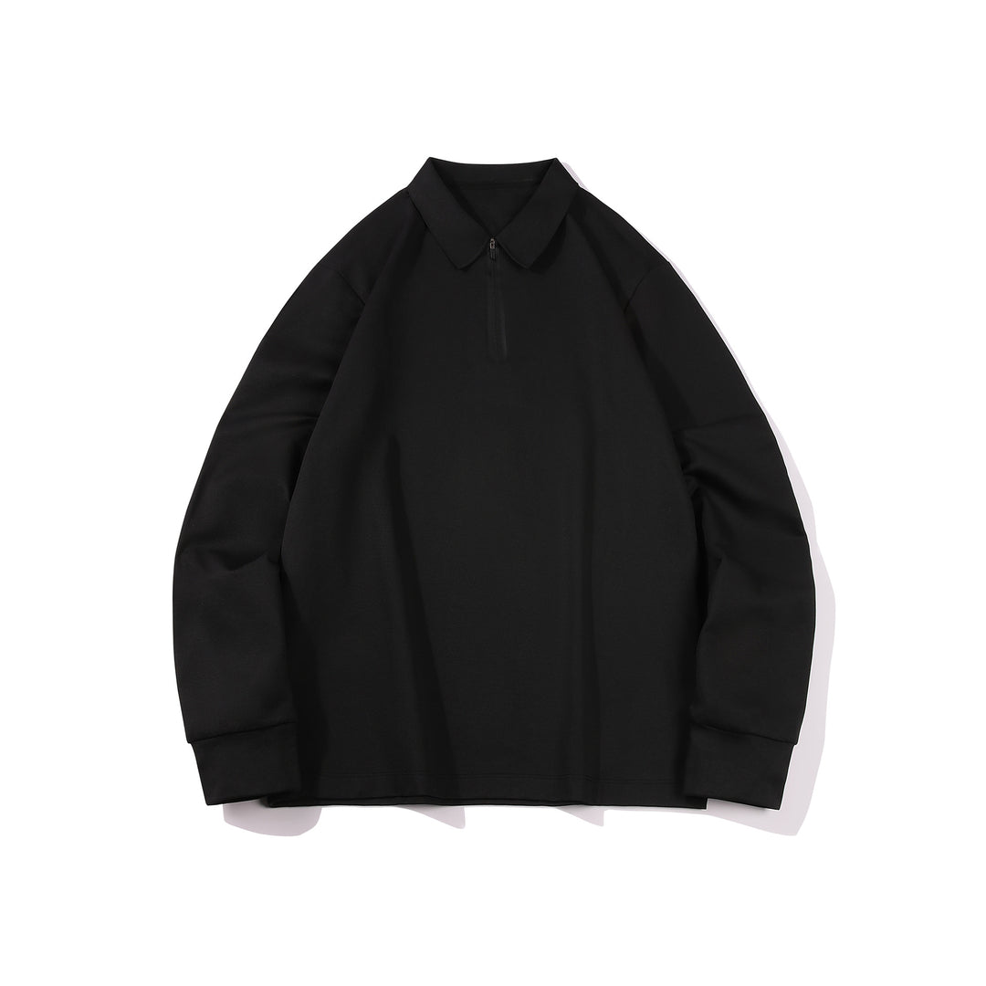 Unisex Oversized Halbzip-Pullover mit Hemdkragen und Technical-Scuba-Stoff Drune