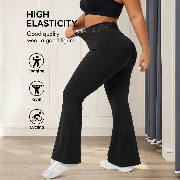 Damen Schlaghose mit hohem Spitzenbund, atmungsaktivem Stretch und sculptendem Sitz Drune