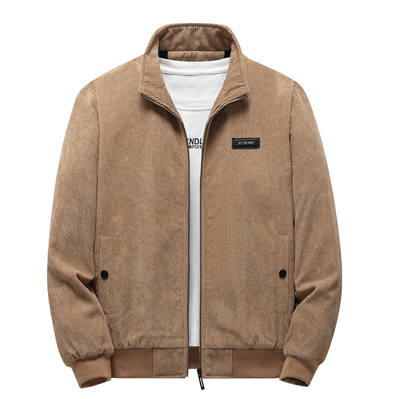 Herren nan gefütterte Cordjacke im Bomberstil mit Teddyfleece-Innenfutter und elastischen Rippbündchen Drune