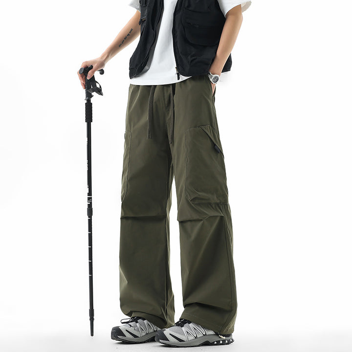 Herren Weite technische Cargo-Freizeithose mit Tunnelzug, Multifunktionstaschen & Outdoor‑Performance Drune
