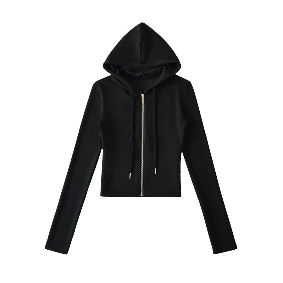 Damen Crop-Hoodie mit praktischem Reißverschluss und sportlichem Design Drune