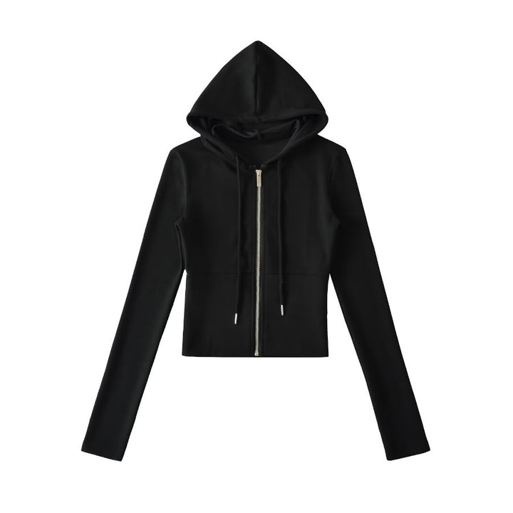 Damen Crop-Hoodie mit praktischem Reißverschluss und sportlichem Design Drune