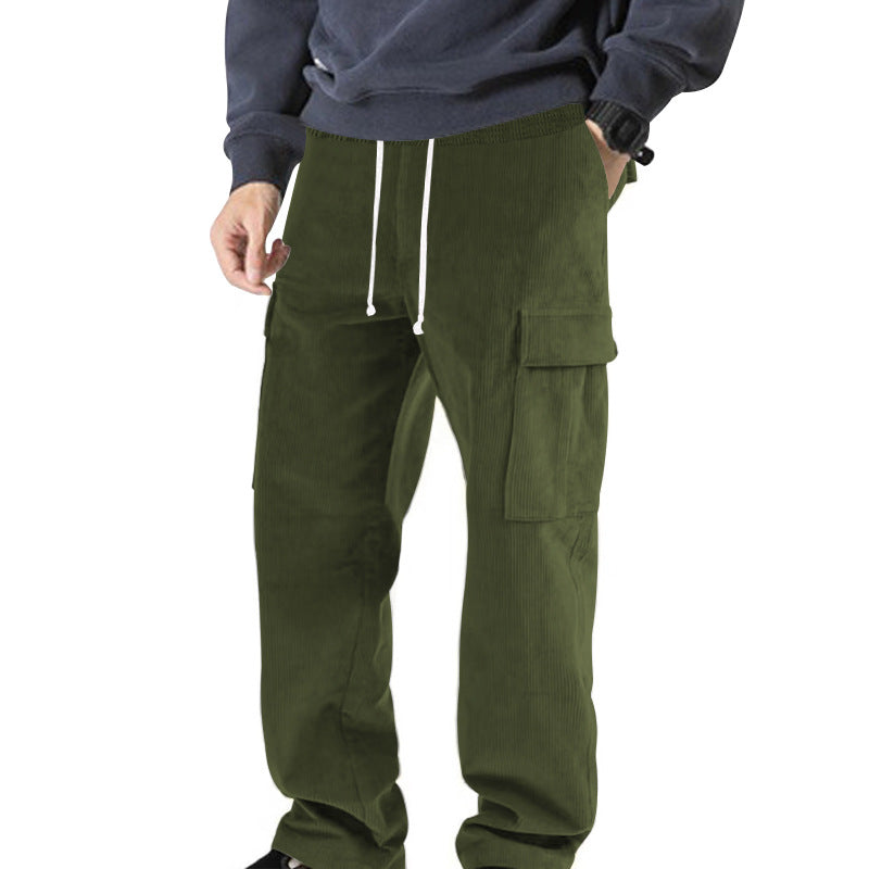 Herren nan Cord-Cargo-Jogginghose mit elastischem Komfortbund, Kordelzug und aufgesetzten Cargotaschen Drune