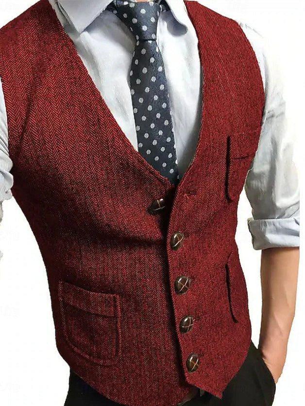 Herren Eleganter Weste aus Herringbone-Stoff Drune