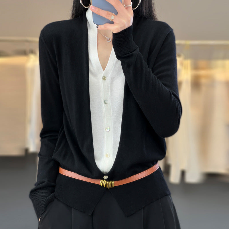 Damen Leichter Offener Feinstrick-Cardigan mit asymmetrischer Zipfelkante und taillierter Silhouette Drune
