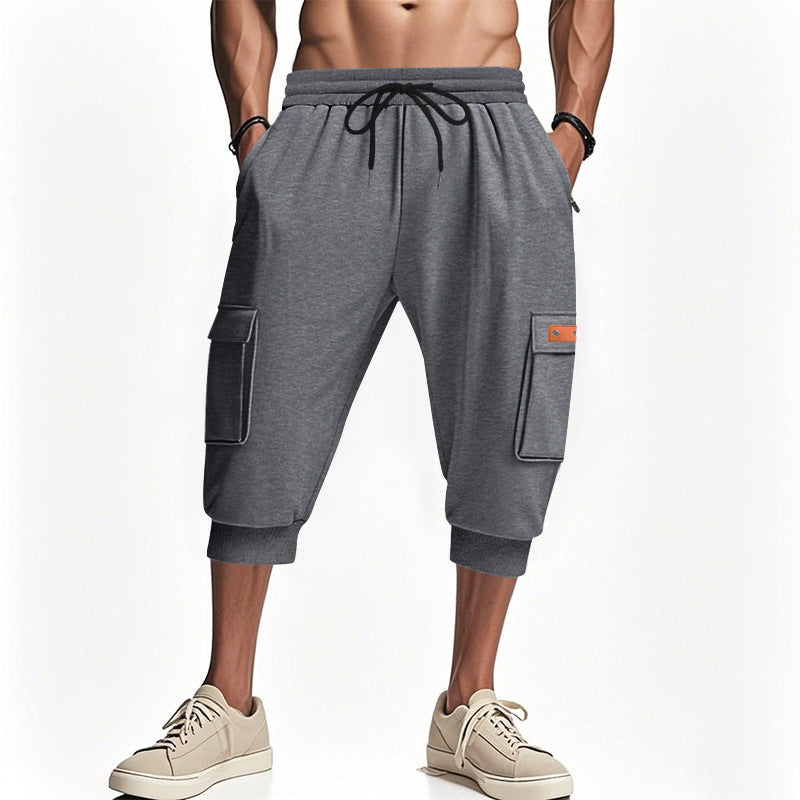 Herren lässige Cargo-Shorts mit Taschen und elastischem Bund Drune