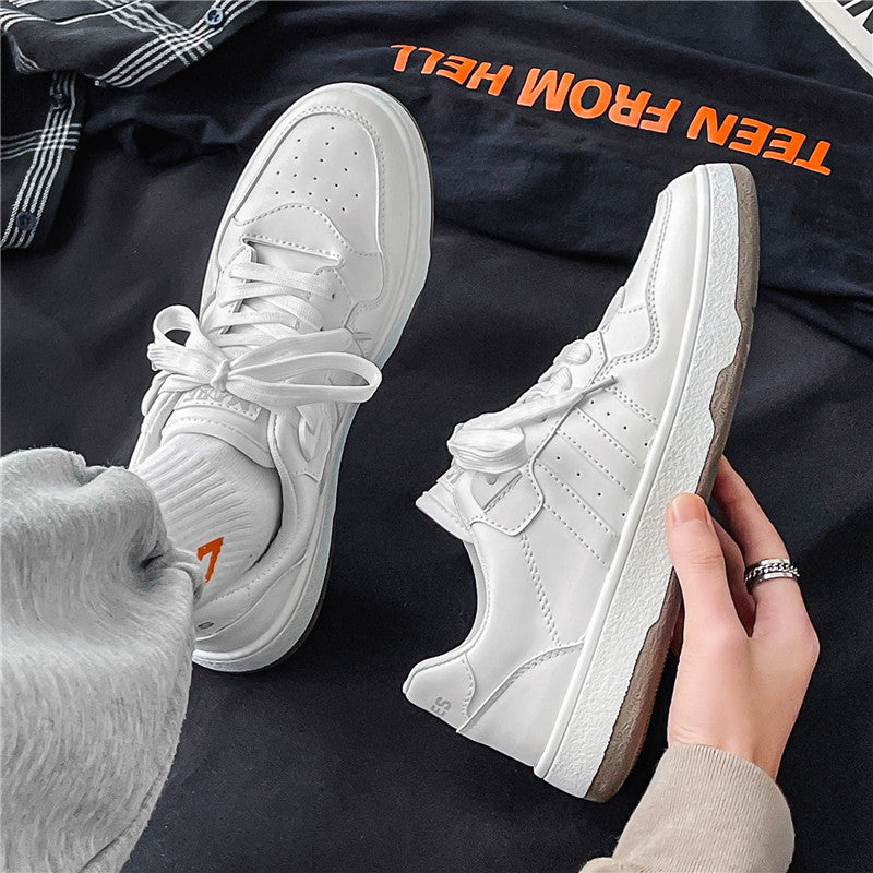 Unisex Klassische Low-Top Freizeit-Sneaker aus glattem Kunstleder mit gepolsterter Innensohle und robustem Cupsohlenprofil Drune