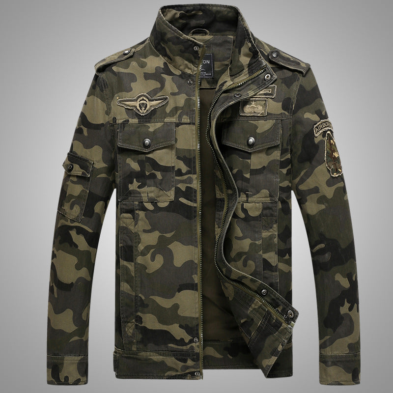 Herren Militärinspirierte Utility-Fieldjacke mit Epauletten und Patch‑Details Drune