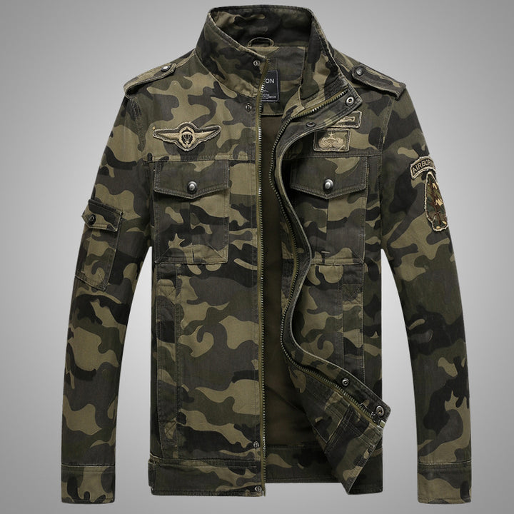 Herren Militärinspirierte Utility-Fieldjacke mit Epauletten und Patch‑Details Drune