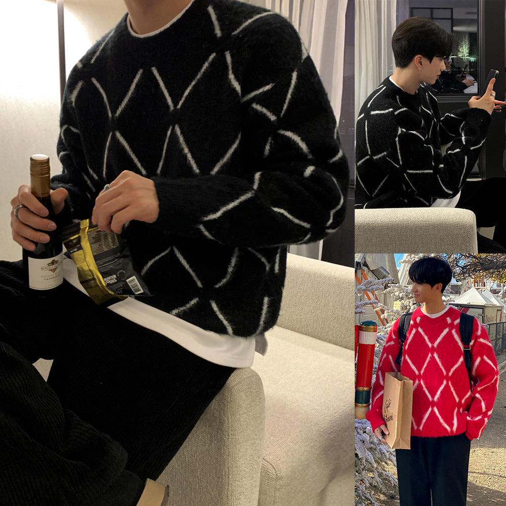 Herren Modischer Strickpullover mit geometrischem Muster Drune