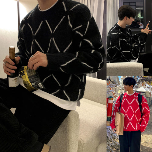 Herren Modischer Strickpullover mit geometrischem Muster Drune