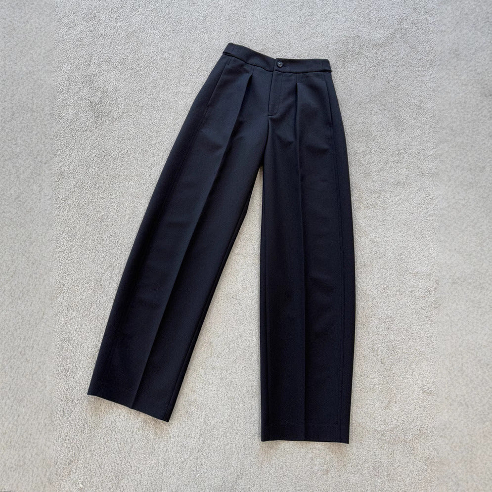 Damen Elegante weite Stoffhose mit Falten Drune