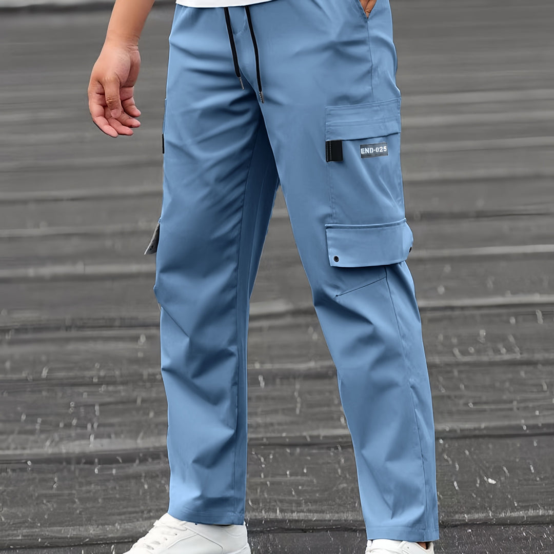 Herren Utility-Cargohose mit Tunnelzugbund, geradem Bein und Mehrfachtaschen Drune