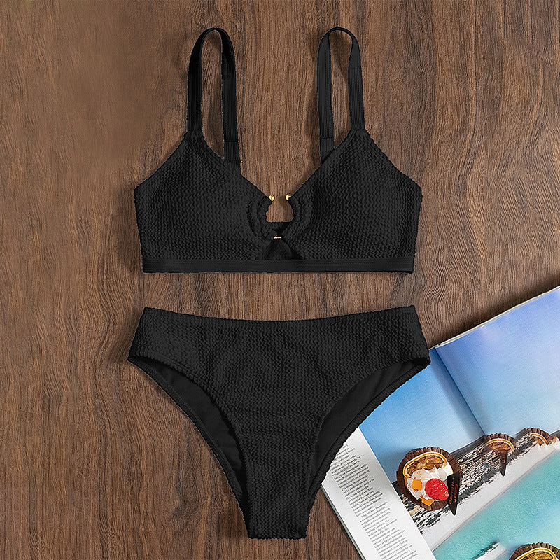 Damen Hoch tailliertes Bikini-Set mit kleinem Cut-Out Drune