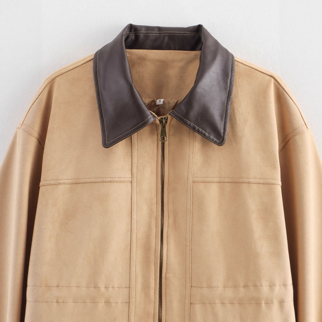 Damen Übergangsjacke mit Lederkragen und praktischen Taschen Drune