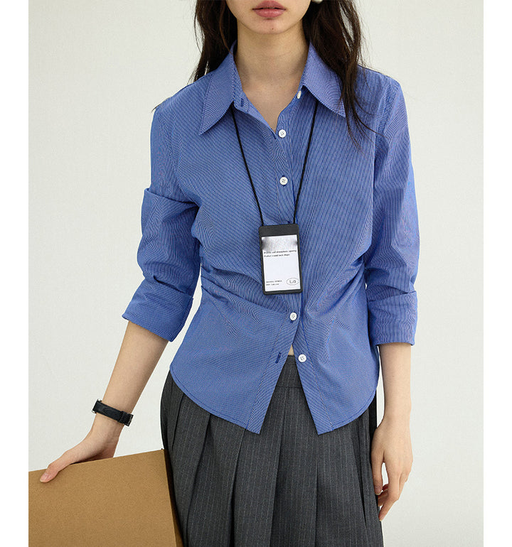 Damen Klassische Hemdbluse mit feinem Streifenmuster Drune