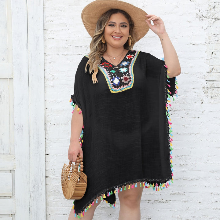 Damen Strandtunika mit fransigen Details Drune