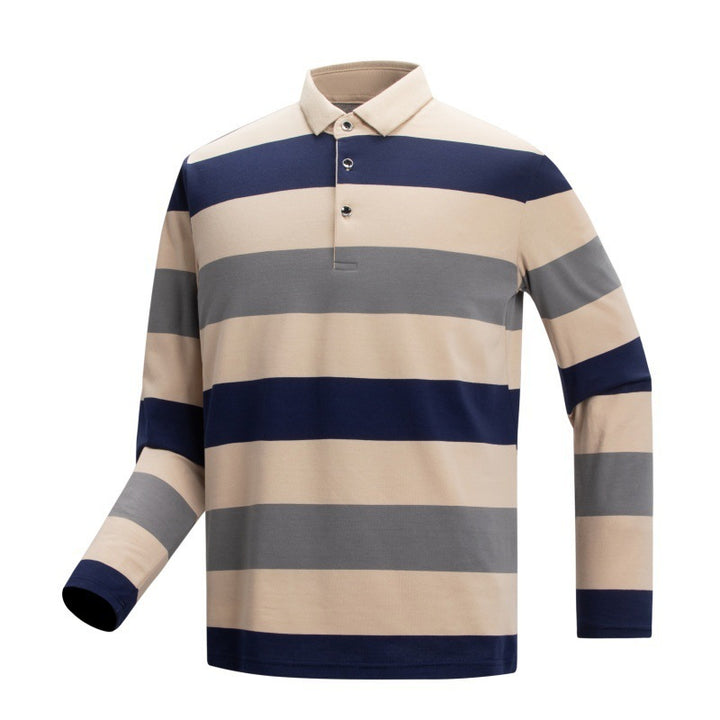 Herren Langarm-Polo-Shirt mit Streifen Drune