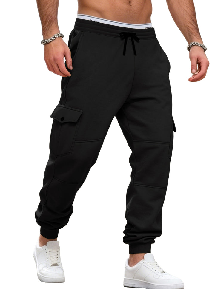 Herren nan sportive Jogginghose mit Cargotaschen Kordelzug und geripptem Knöchelsaum Drune