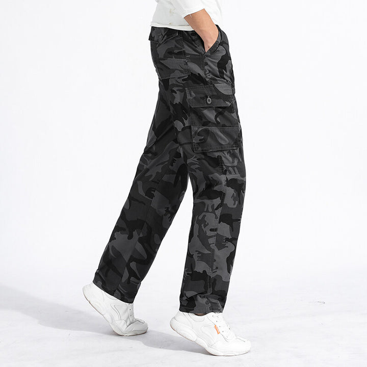 Herren Camouflage Cargohose im Army‑Stil mit geradem Schnitt, Mehrfach‑Taschen & robusten Nähten Drune