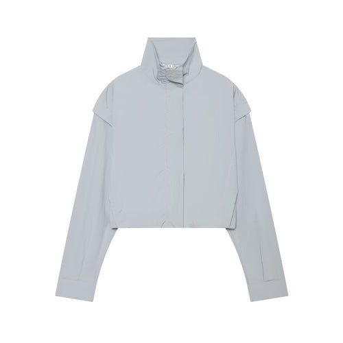 Damen Leichter Cropped‑Blouson mit hohem Stehkragen und verdeckter Front Drune