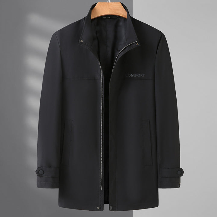 Herren Übergangs-Kurzmantel mit Stehkragen, verdecktem Reißverschluss und minimalistischer Silhouette Drune
