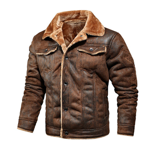Herren gefütterte Wildlederimitat-Jacke mit Teddyfutter und Hemdkragen Drune